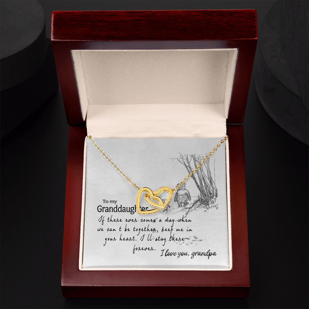 To My Granddaughter Interlocking Hearts Necklace Gift From Grandpa
