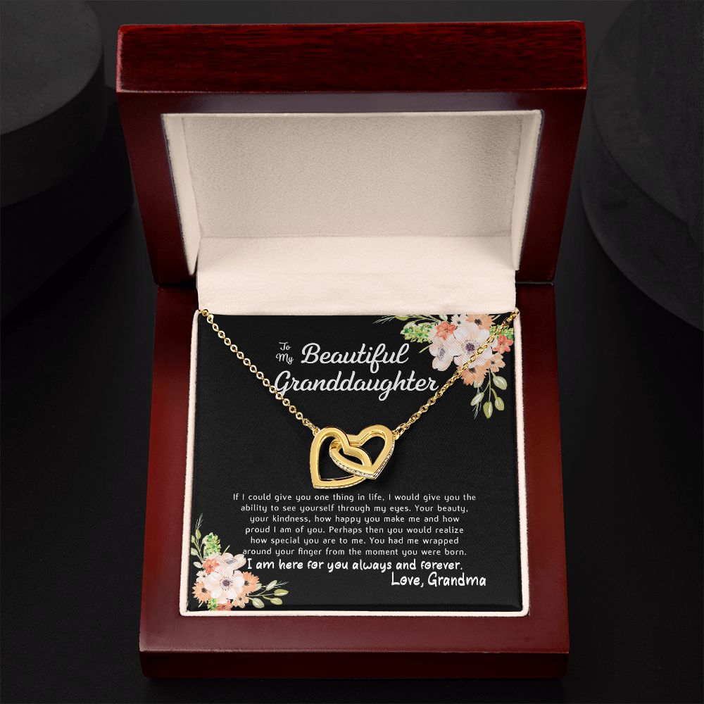 To My Beautiful Granddaughter Interlocking Hearts Necklace Gift From Grandma