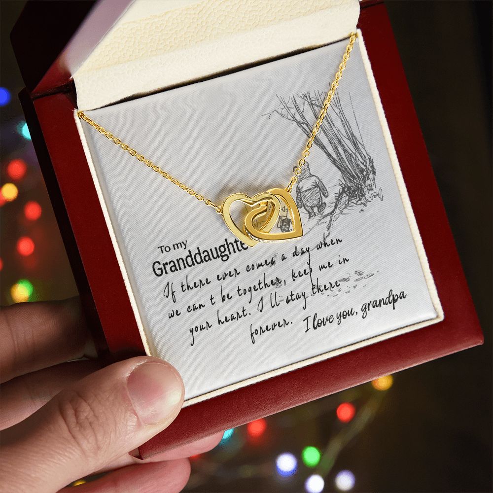 To My Granddaughter Interlocking Hearts Necklace Gift From Grandpa