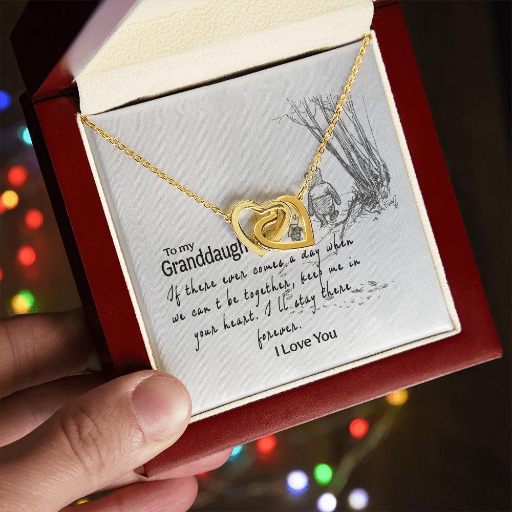To My Granddaughter Interlocking Hearts Necklace Gift From Grandma or Grandpa