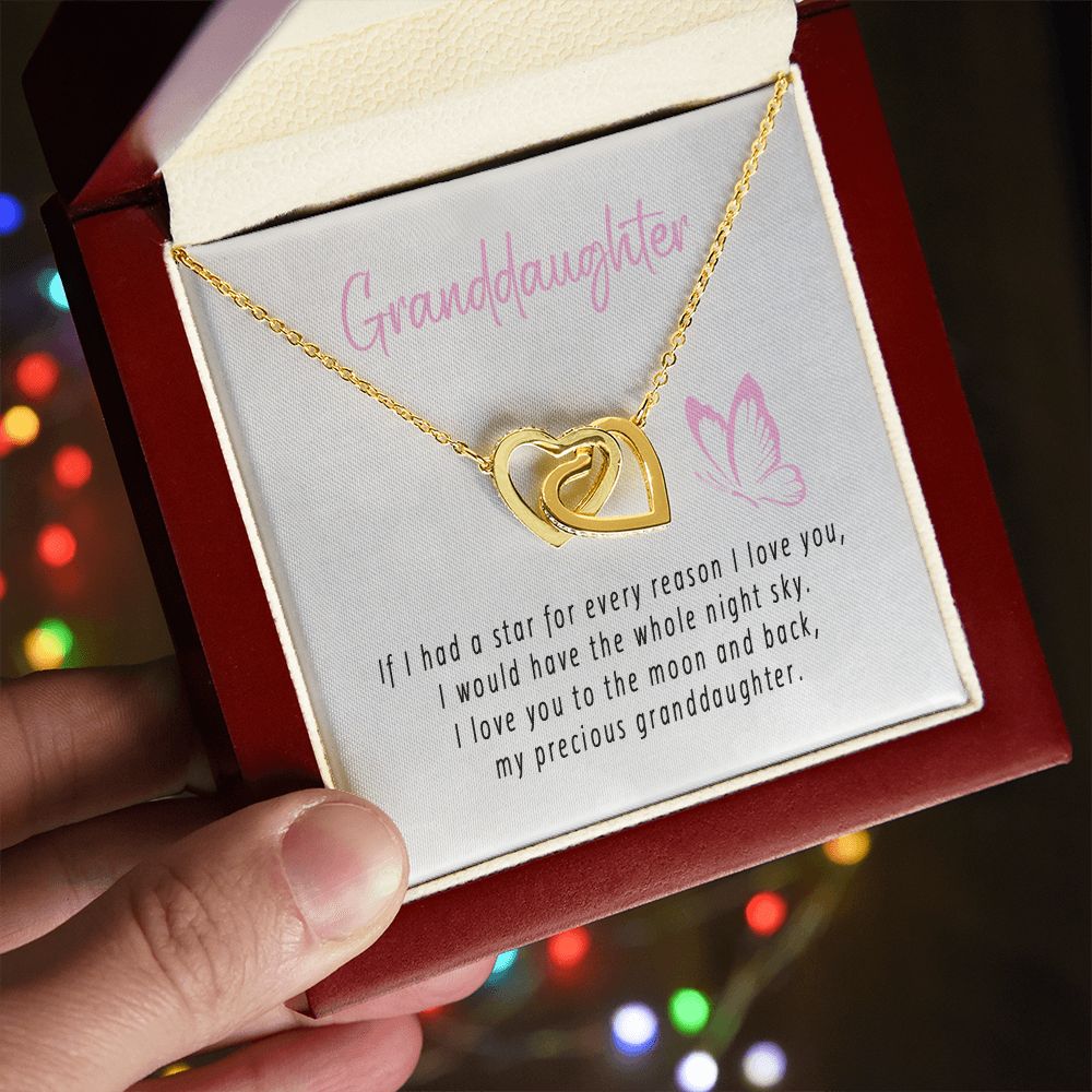 To My Beautiful Granddaughter Interlocking Hearts Necklace Gift From Grandpa or Grandma