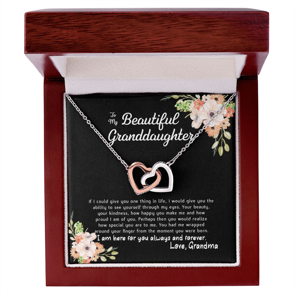 To My Beautiful Granddaughter Interlocking Hearts Necklace Gift From Grandma