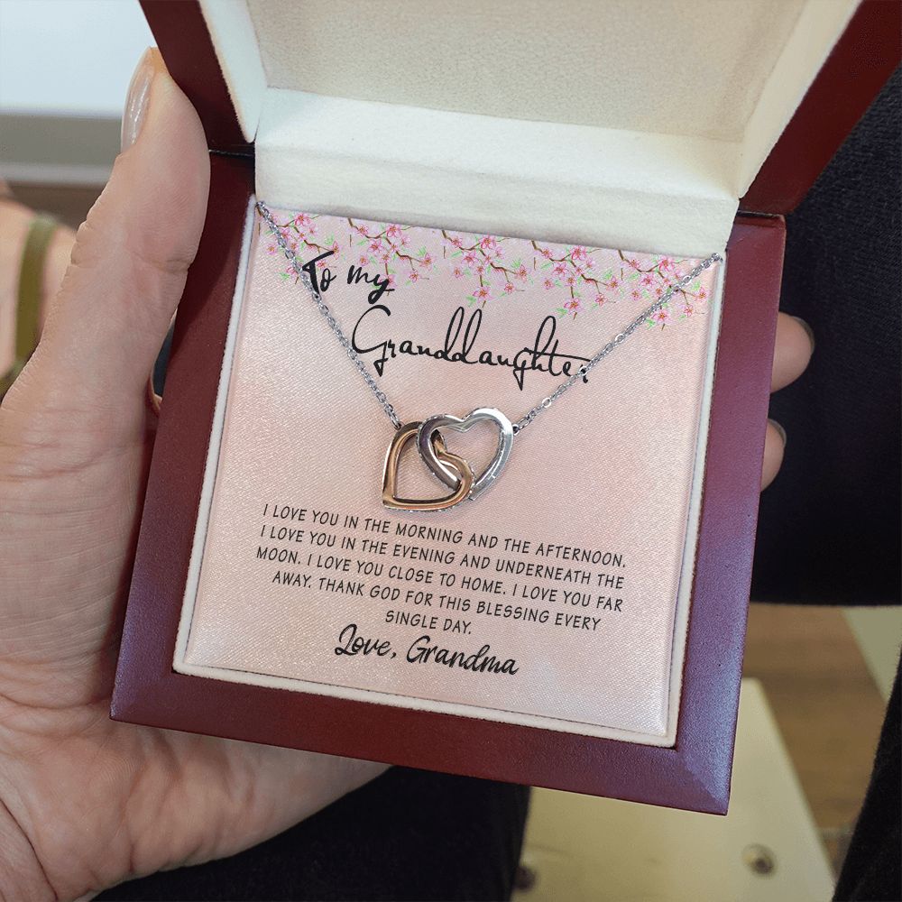 To My Granddaughter Interlocking Hearts Necklace Gift From Grandma