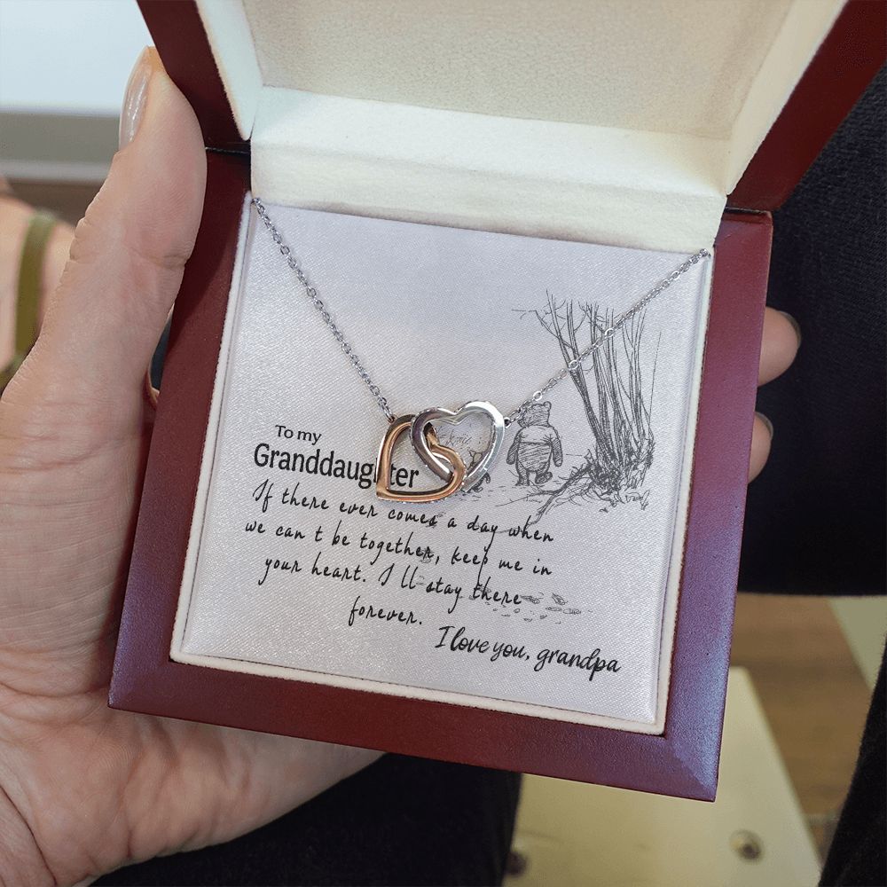 To My Granddaughter Interlocking Hearts Necklace Gift From Grandpa