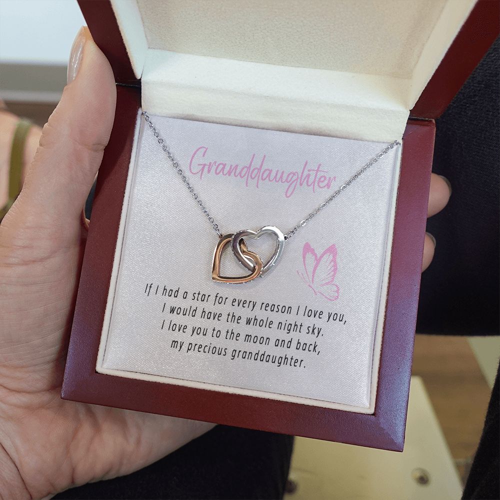 To My Beautiful Granddaughter Interlocking Hearts Necklace Gift From Grandpa or Grandma