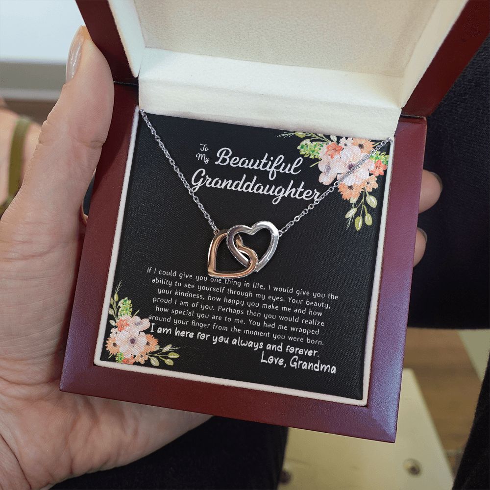 To My Beautiful Granddaughter Interlocking Hearts Necklace Gift From Grandma