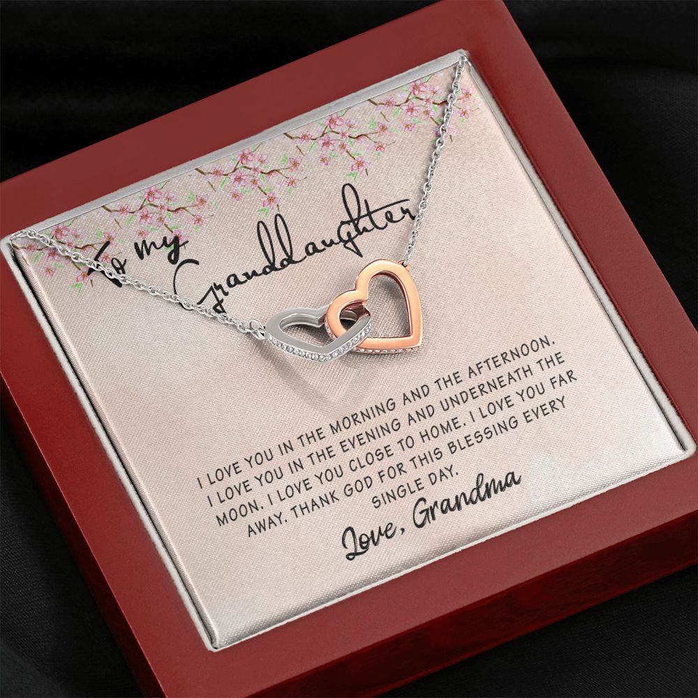 To My Granddaughter Interlocking Hearts Necklace Gift From Grandma