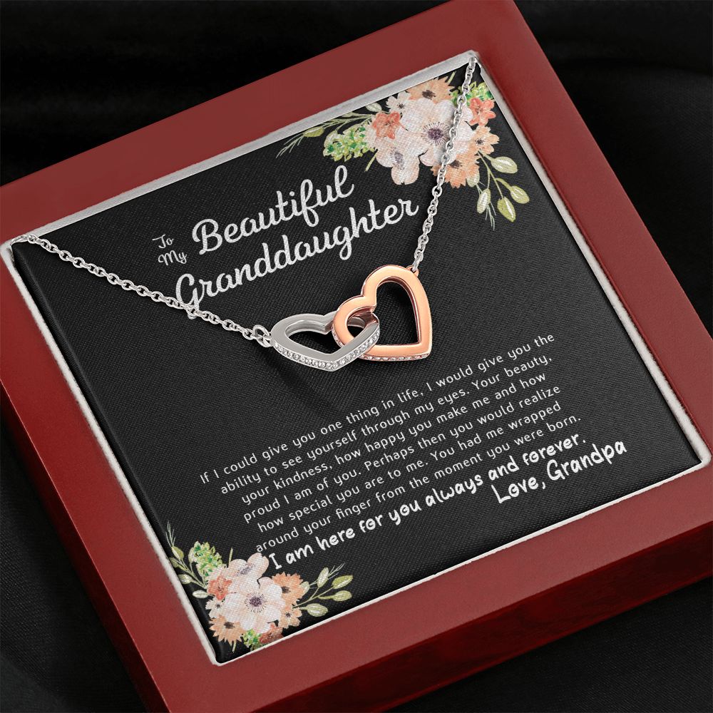 To My Beautiful Granddaughter Interlocking Hearts Necklace Gift From Grandpa