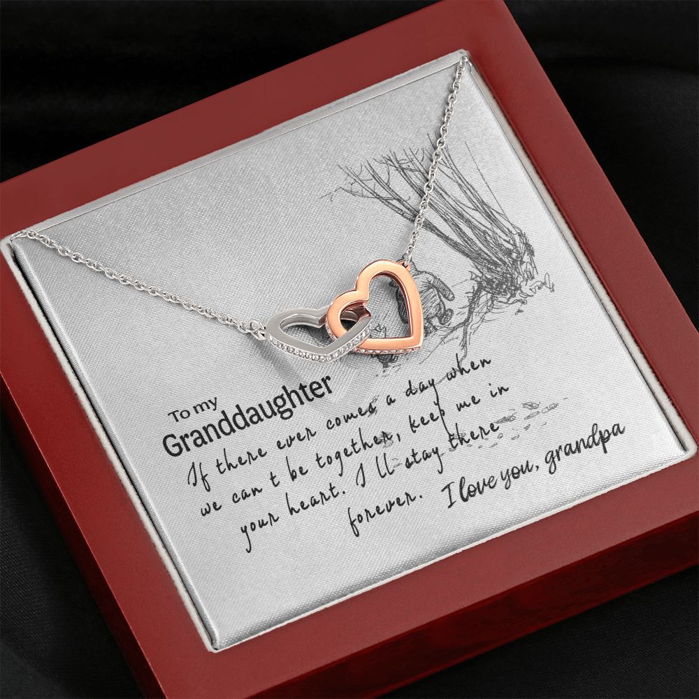 To My Granddaughter Interlocking Hearts Necklace Gift From Grandpa