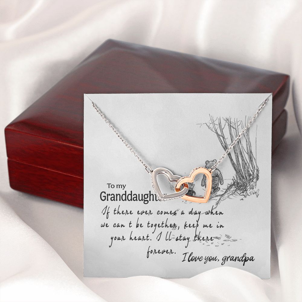 To My Granddaughter Interlocking Hearts Necklace Gift From Grandpa