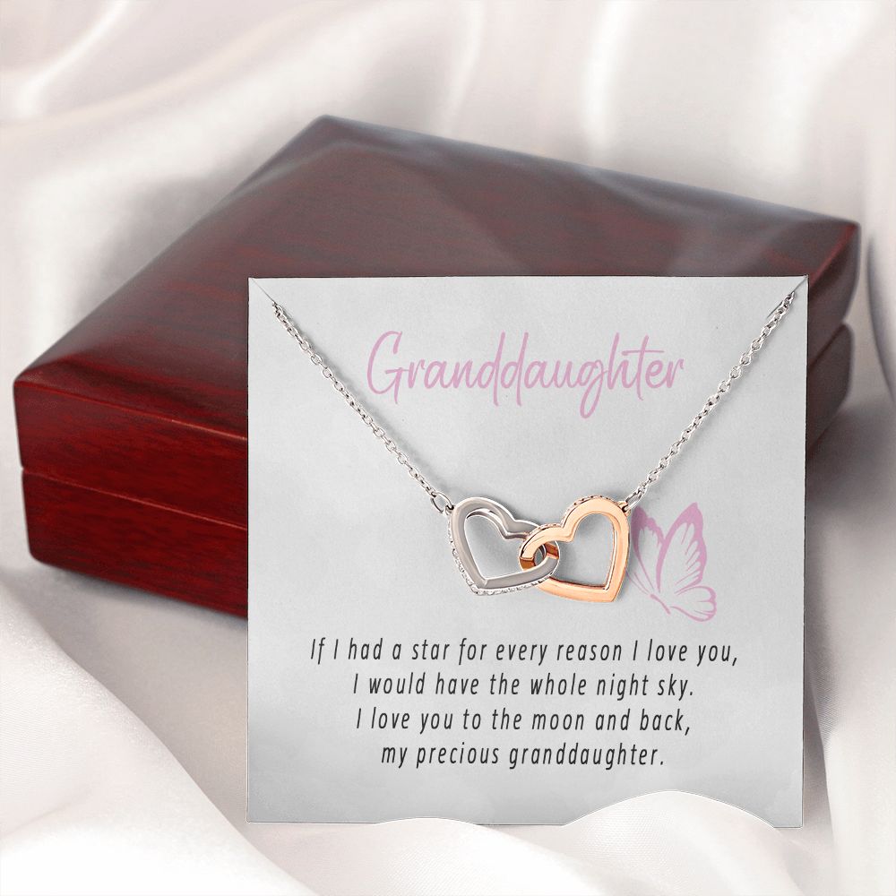 To My Beautiful Granddaughter Interlocking Hearts Necklace Gift From Grandpa or Grandma