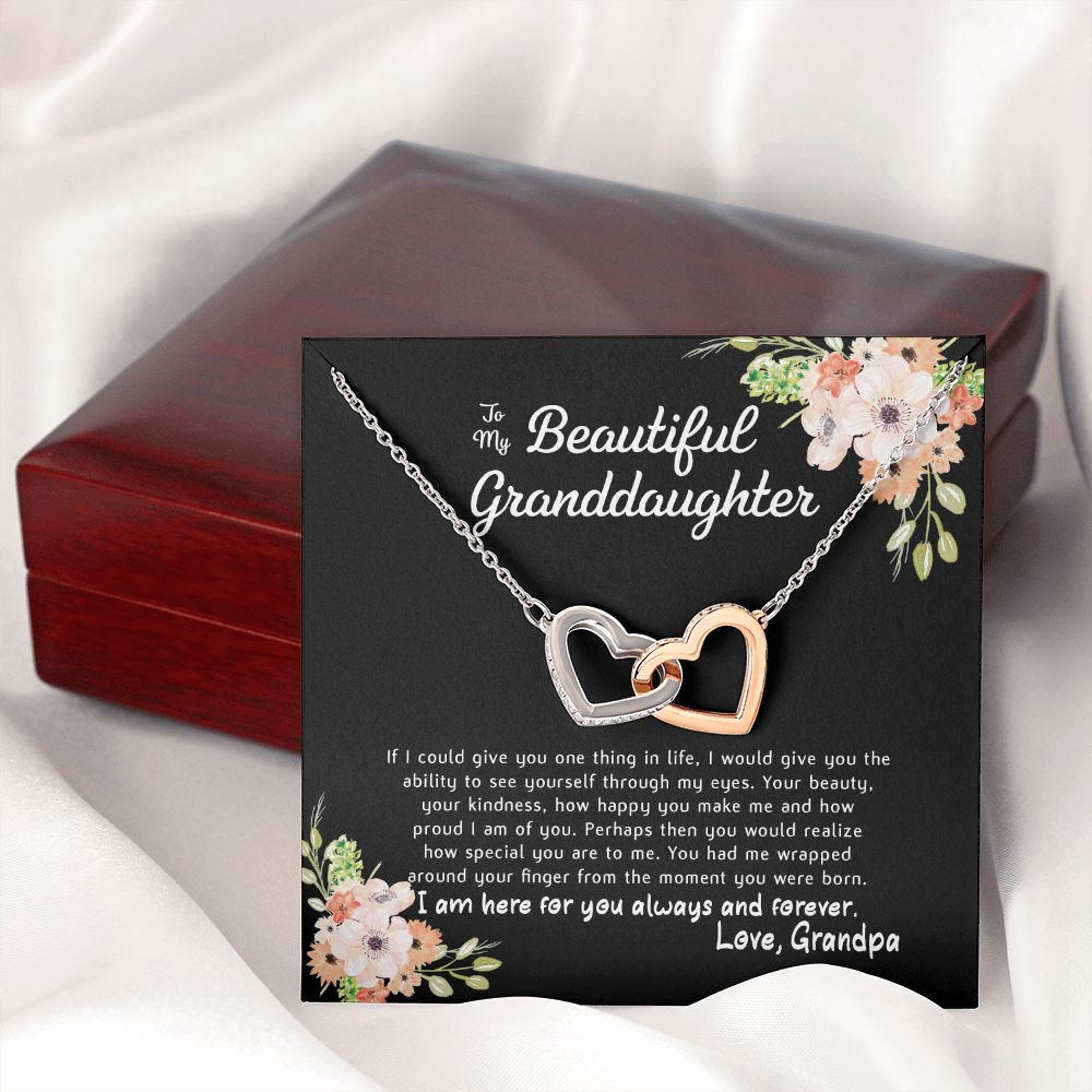 To My Beautiful Granddaughter Interlocking Hearts Necklace Gift From Grandpa
