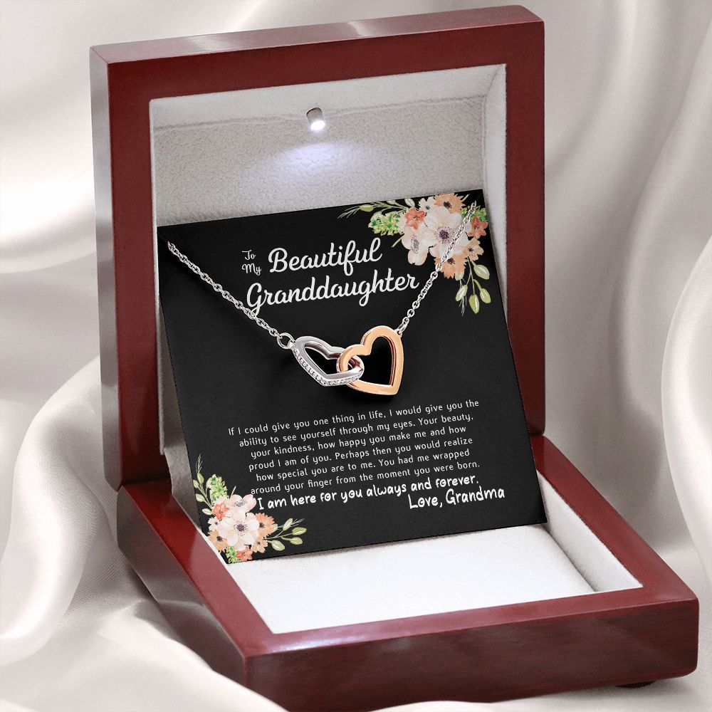 To My Beautiful Granddaughter Interlocking Hearts Necklace Gift From Grandma
