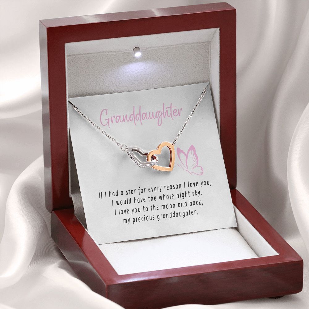To My Beautiful Granddaughter Interlocking Hearts Necklace Gift From Grandpa or Grandma