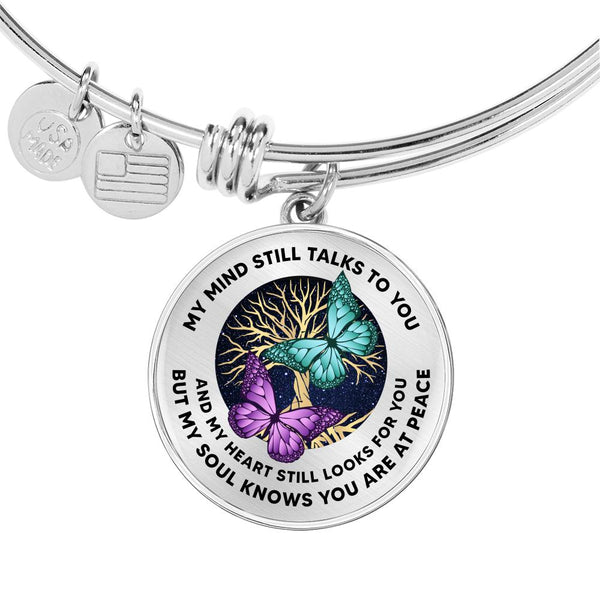 My Mind Still Talks To You Butterflies Luxury Bangle with Back Engraving