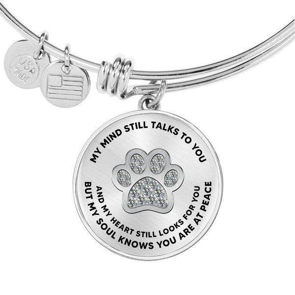 JL1507011 My Mind Silver One Paw Circle Adjustable Luxury Bangle with Back Engraving