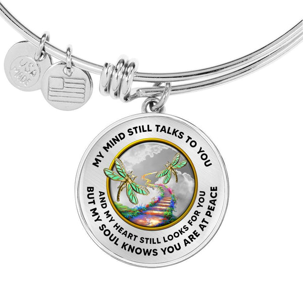 JL1407049 My Mind Still Talks To You Golden Dragonflies Stairway To Heaven And Sky Circle Adjustable Luxury Bangle with Back Engraving