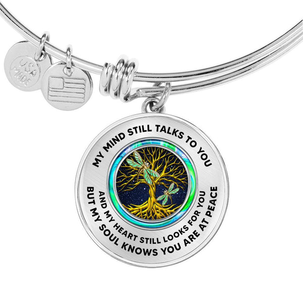 JL1407028 My Mind Still Talks To You Golden Dragonflies Opal Gold Tree Of Life And Dark Circle Adjustable Luxury Bangle with Back Engraving
