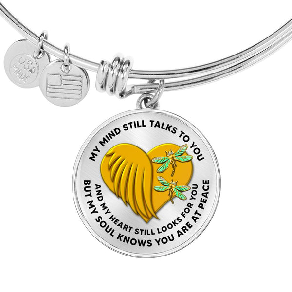 JL1407018 My Mind Still Talks To You Red Dragonflies Heart Wing Gold Circle Adjustable Luxury Bangle with Back Engraving