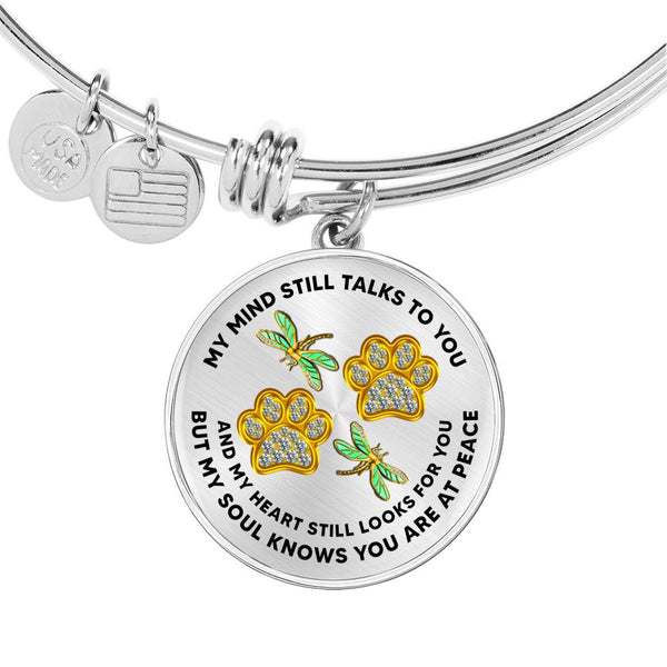 JL1507005 My Mind Golden Dragonflies Gold Paw Circle Adjustable Luxury Bangle with Back Engraving
