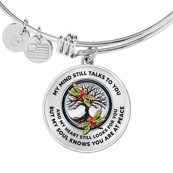 JL1407009 My Mind Still Talks To You Red Dragonflies Tree Of Life Circle Adjustable Luxury Bangle with Back Engraving