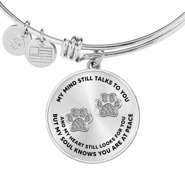 JL1507008 My Mind Silver Paw Circle Adjustable Luxury Bangle with Back Engraving