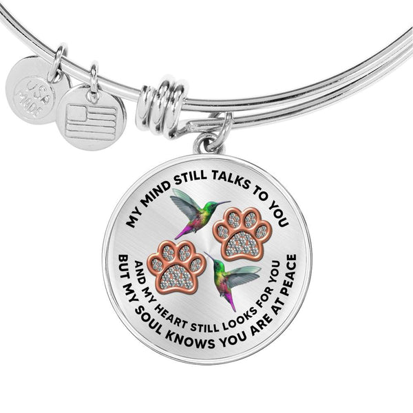 JL1507007 My Mind Still Talks To You Green Hummingbirds Rose Gold Paw Circle Adjustable Luxury Bangle with Back Engraving