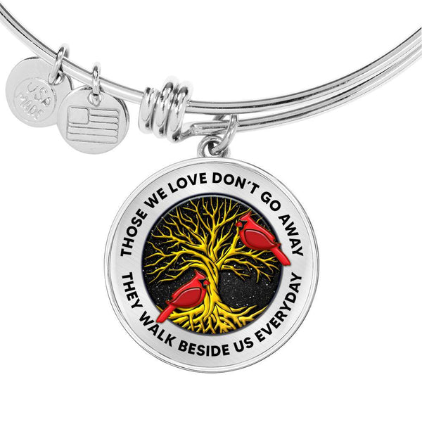 Those We Love Don't Go Away Red Bird Cardinal Tree Of Life TM070608 Circle Adjustable Luxury Bangle with Back Engraving