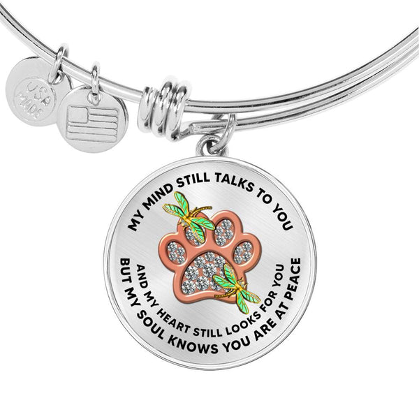 JL1507012 My Mind Golden Dragonflies Rose Gold One Paw Circle Adjustable Luxury Bangle with Back Engraving
