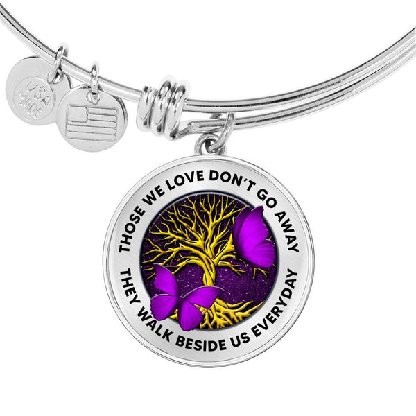 Those We Love Don't Go Away Purple Butterflies Tree Of Life TM070607 Circle Adjustable Luxury Bangle with Back Engraving