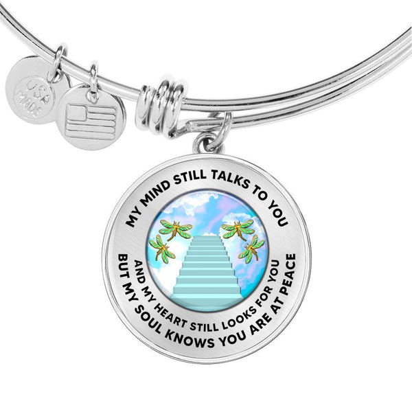 JL1407022 My Mind Still Talks To You Yellow Dragonflies Stairway To Heaven Circle Adjustable Luxury Bangle with Back Engraving