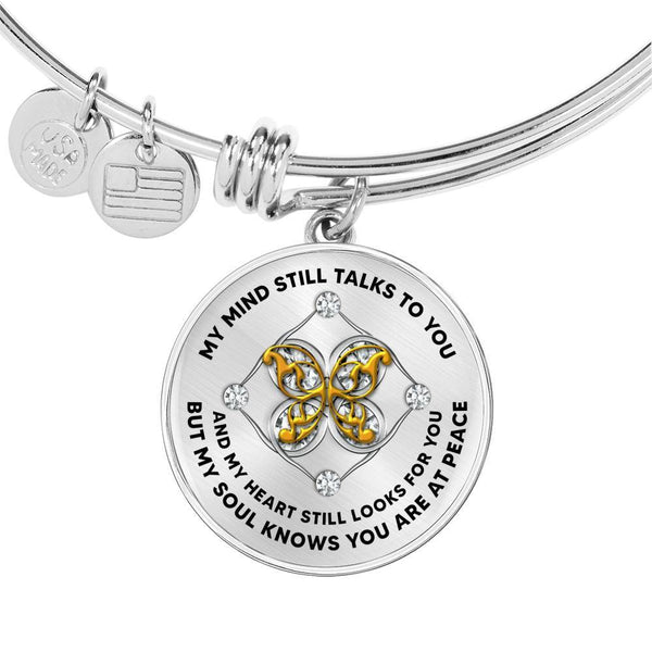 JL1407007 My Mind Still Talks To You Gold Butterflies With Hearts Circle Adjustable Luxury Bangle with Back Engraving