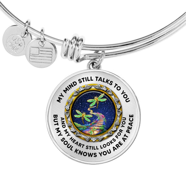 JL1407012 My Mind Still Talks To You Yellow Dragonflies Stairway To Heaven Circle Adjustable Luxury Bangle with Back Engraving