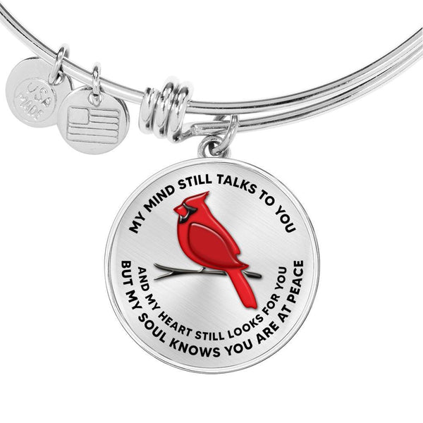 My Mind Still Talks To You Cardinal TM0002 Circle Adjustable Luxury Bangle with Back Engraving