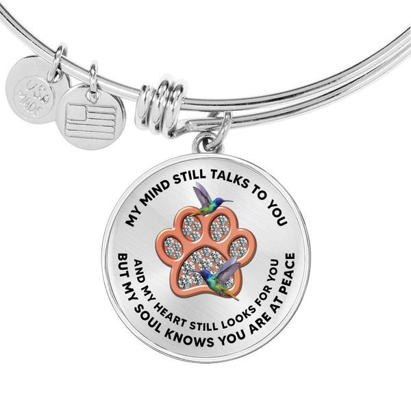 JL1507010 My Mind Still Talks To You Hummingbirds Rose Gold One Paw Circle Adjustable Luxury Bangle with Back Engraving