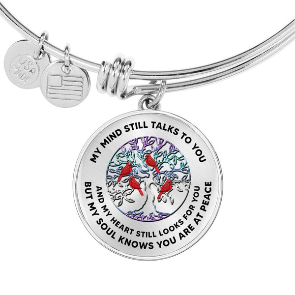 JL1407015 My Mind Still Talks To You Red Cardinals TitanTree Of Life Circle Adjustable Luxury Bangle with Back Engraving