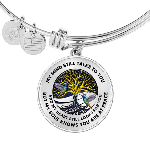 JL1407033 My Mind Still Talks To You Hummingbirds Yin Yang Tree Of Life Circle Adjustable Luxury Bangle with Back Engraving