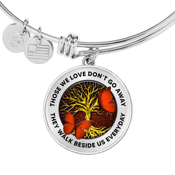 Those We Love Don't Go Away Orange Butterflies Tree Of Life TM070605 Circle Adjustable Luxury Bangle with Back Engraving