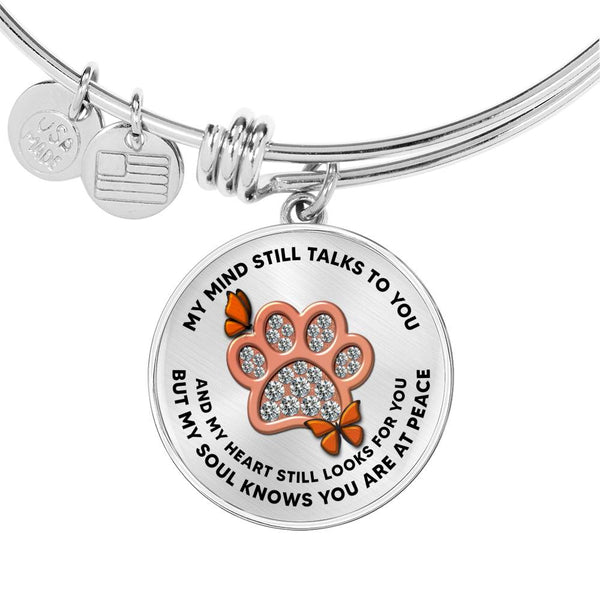 JL1507023 My Mind Orange Butterflies Rose Gold One Paw Circle Adjustable Luxury Bangle with Back Engraving