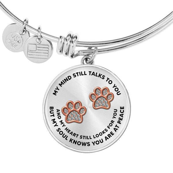 JL1507009 My Mind Rose Gold Paw Circle Adjustable Luxury Bangle with Back Engraving