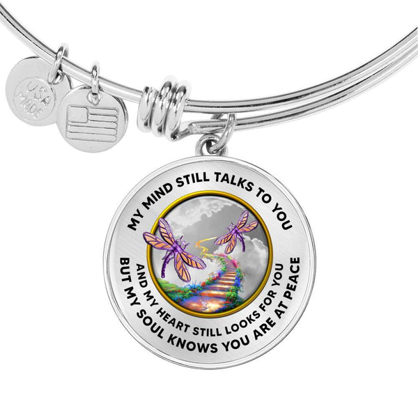 JL1407051 My Mind Still Talks To You Purple Dragonflies Stairway To Heaven And Sky Circle Adjustable Luxury Bangle with Back Engraving