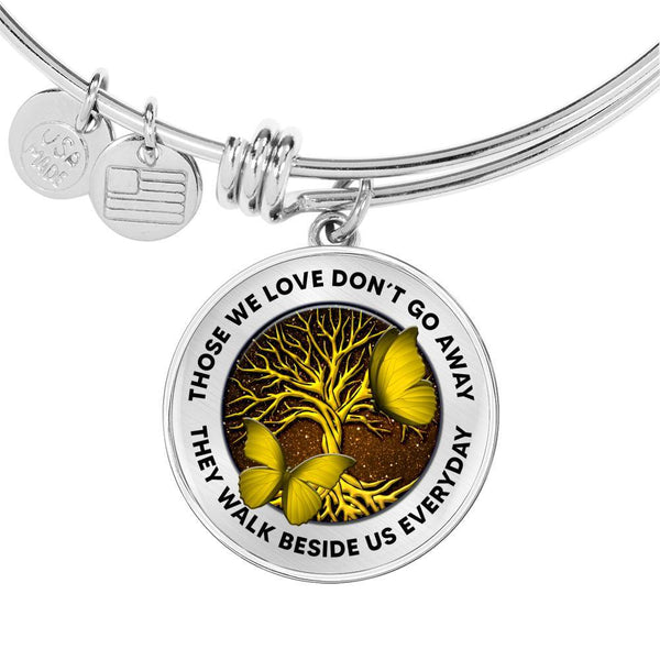 Those We Love Don't Go Away Yellow Butterflies Tree Of Life TM070610 Circle Adjustable Luxury Bangle with Back Engraving