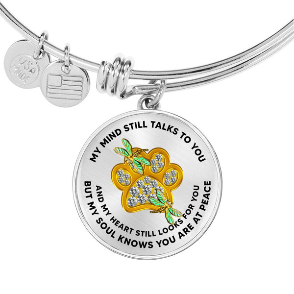 JL1507016 My Mind Golden Dragonflies Gold One Paw Circle Adjustable Luxury Bangle with Back Engraving