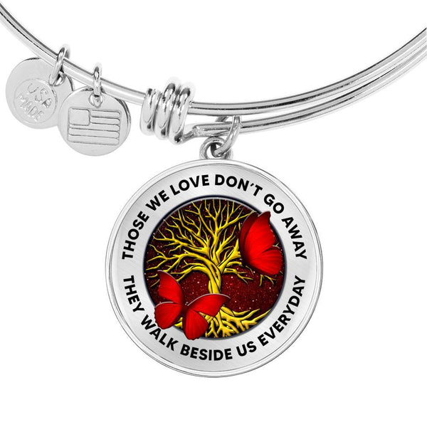 Those We Love Don't Go Away Red Butterflies Tree Of Life TM070609 Circle Adjustable Luxury Bangle with Back Engraving