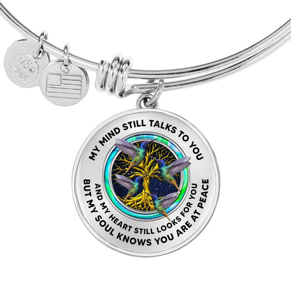 JL1407023 My Mind Still Talks To You Hummingbirds Opal Gold Tree Of Life And Dark Circle Adjustable Luxury Bangle with Back Engraving