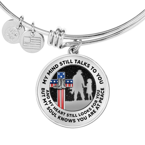 VT001 My Mind Still Talks To You Chromatic Veteran Dad's and Daughter Circle Adjustable Luxury Bangle with Back Engraving