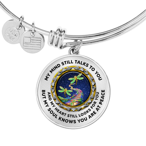 JL1407012 My Mind Still Talks To You Yellow Dragonflies Stairway To Heaven Circle Adjustable Luxury Bangle with Back Engraving