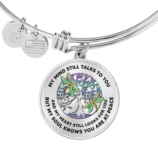 JL1407038 My Mind Still Talks To You Golden Dragonflies TitanTree Of Life Circle Adjustable Luxury Bangle with Back Engraving