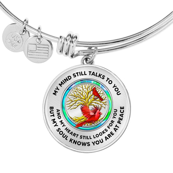 JL1407001 My Mind Still Talks To You Red Cardinals Opal Gold Tree Of Life Circle Adjustable Luxury Bangle with Back Engraving
