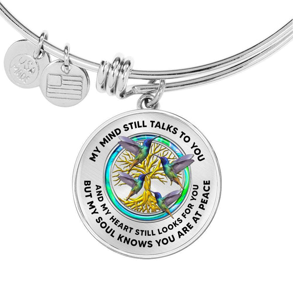JL1407001 My Mind Still Talks To You Hummingbirds Opal Gold Tree Of Life Circle Adjustable Luxury Bangle with Back Engraving